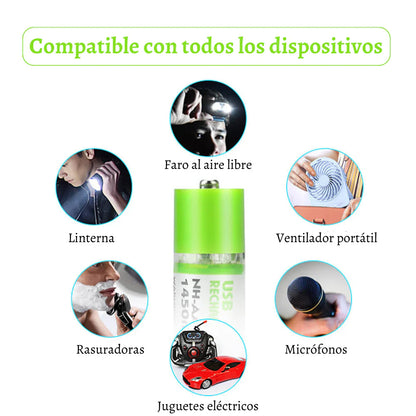 EcoCharge™: Pilas AA Recargables USB